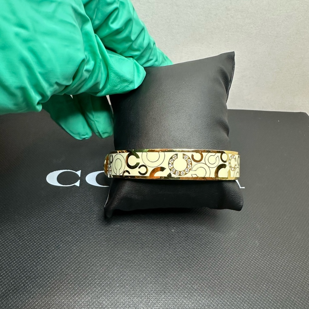 Coach Gold and White Signature Bangle - Picture 6 of 9